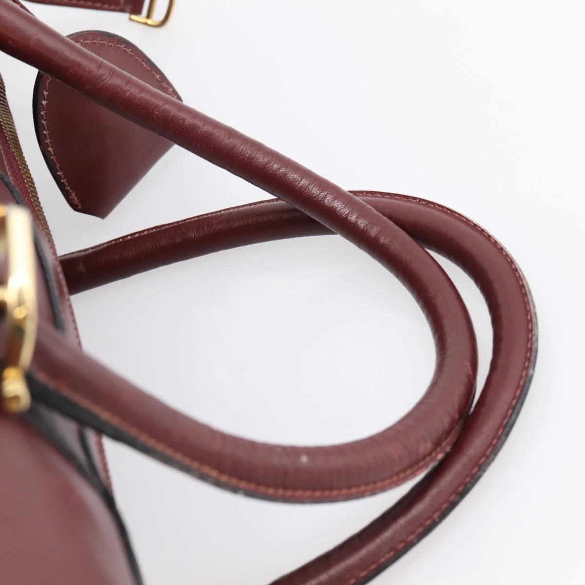 CARTIER Must Line Boston Bag Leather Bordeaux Gold Auth 196057