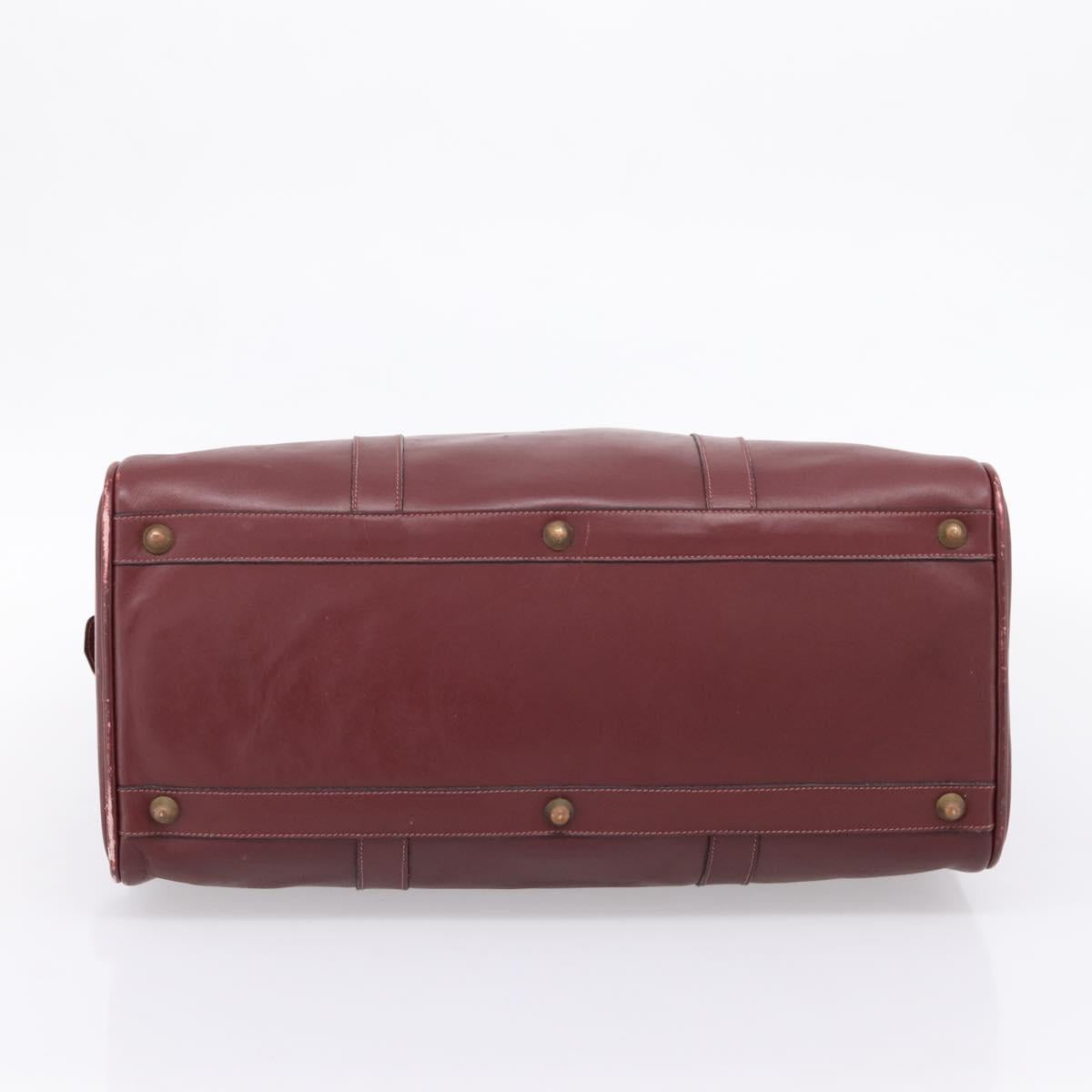 CARTIER Must Line Boston Bag Leather Bordeaux Gold Auth 196057