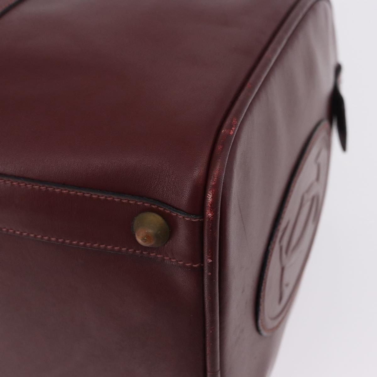 CARTIER Must Line Boston Bag Leather Bordeaux Gold Auth 196057