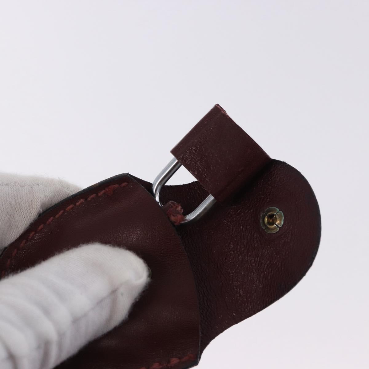 CARTIER Must Line Boston Bag Leather Bordeaux Gold Auth 196057