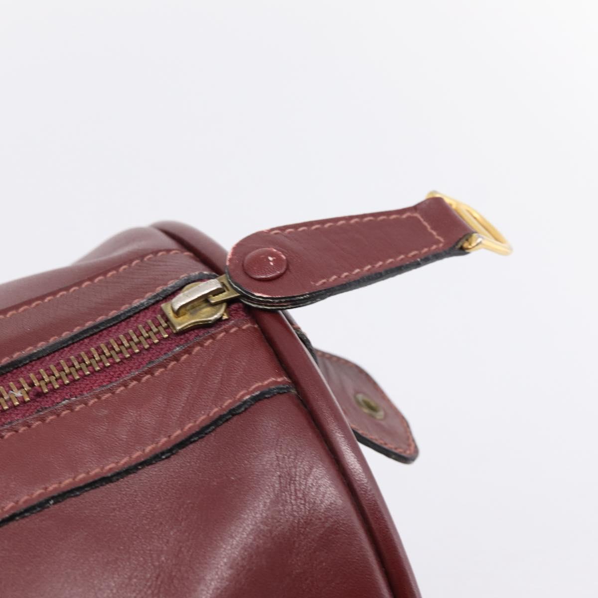 CARTIER Must Line Boston Bag Leather Bordeaux Gold Auth 196057