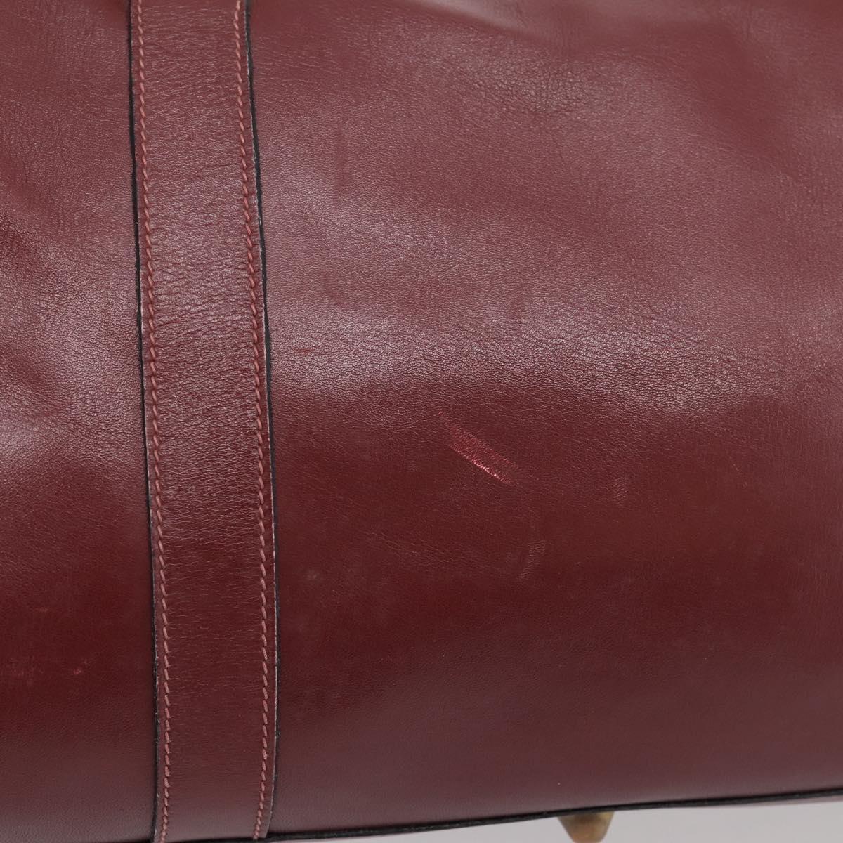 CARTIER Must Line Boston Bag Leather Bordeaux Gold Auth 196057