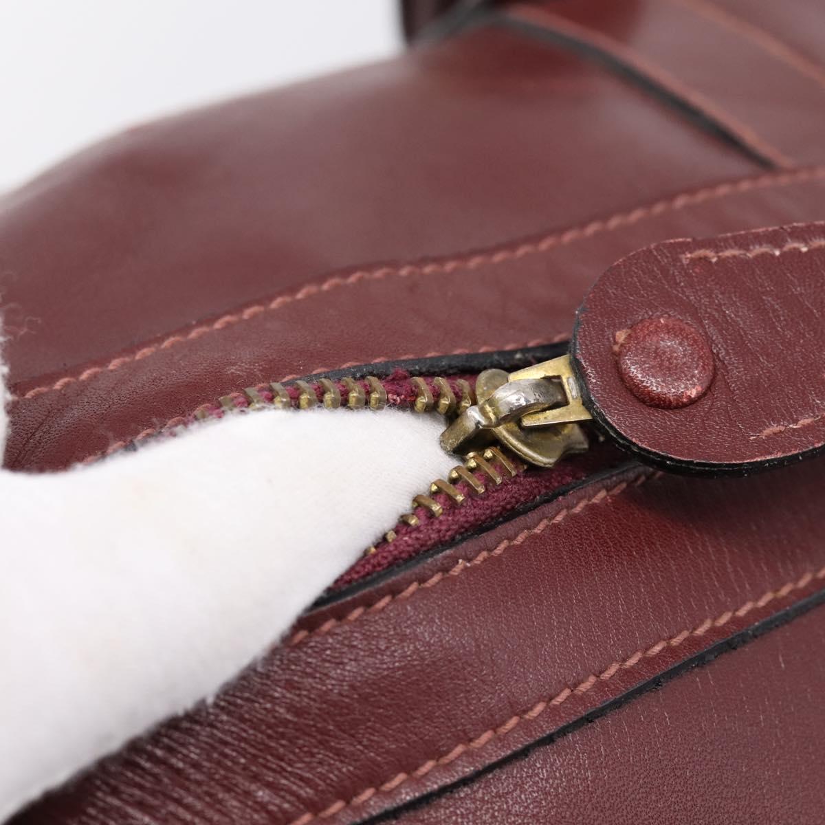CARTIER Must Line Boston Bag Leather Bordeaux Gold Auth 196057