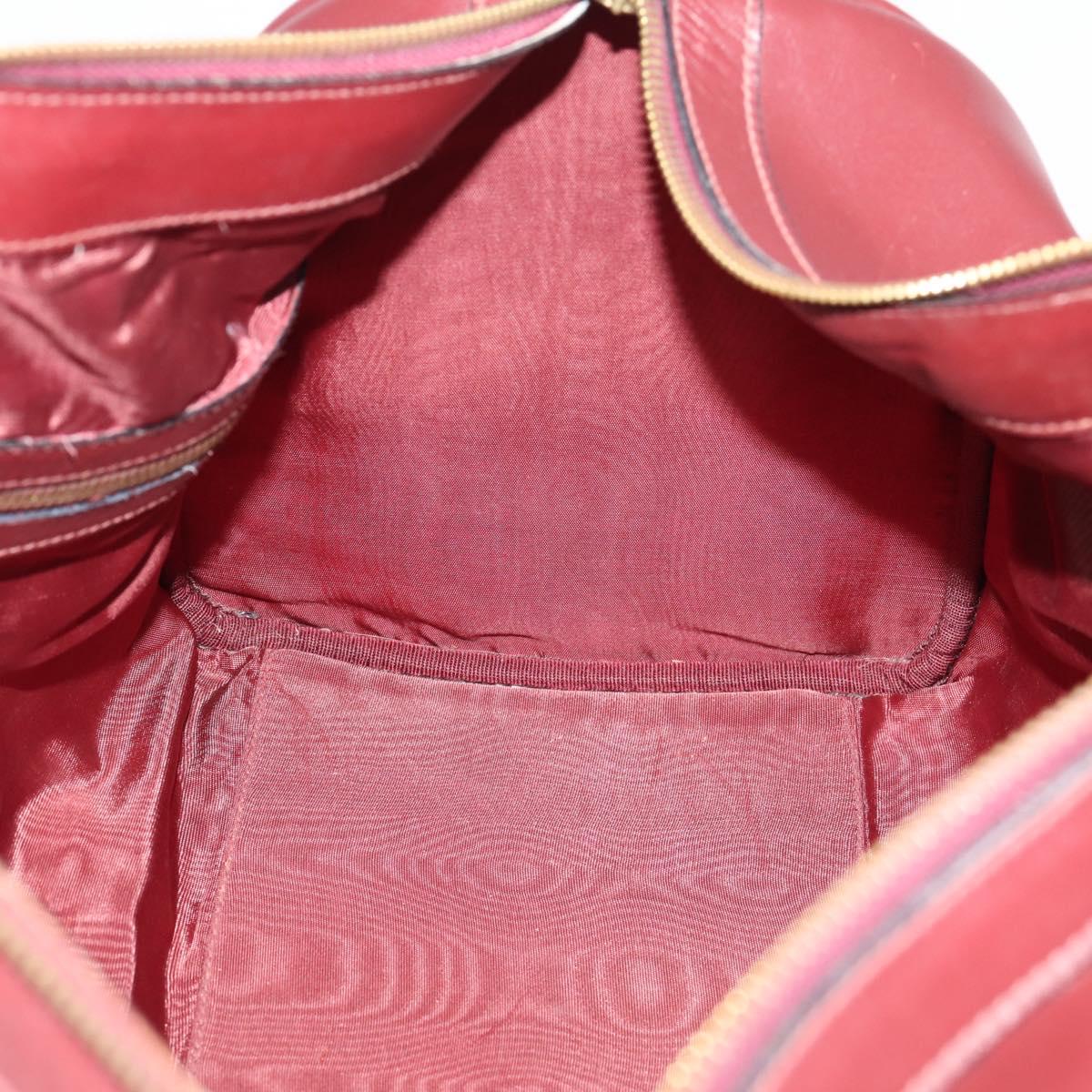 CARTIER Must Line Boston Bag Leather Bordeaux Gold Auth 196057