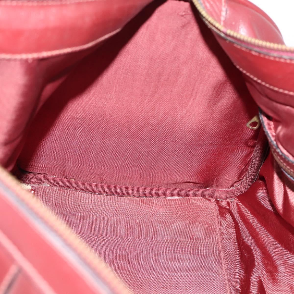 CARTIER Must Line Boston Bag Leather Bordeaux Gold Auth 196057