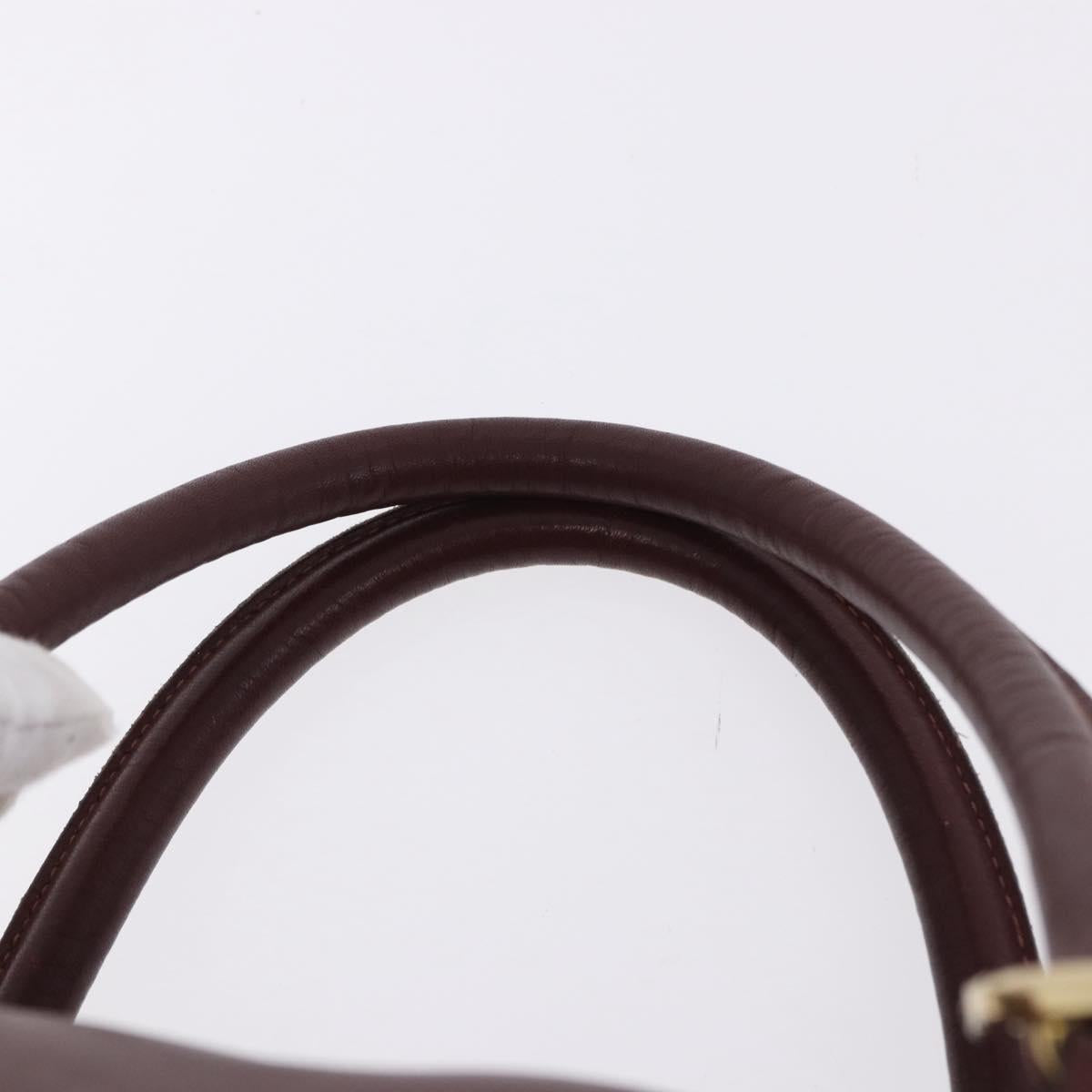 CARTIER Must Line Boston Bag Leather Bordeaux Gold Auth 196057
