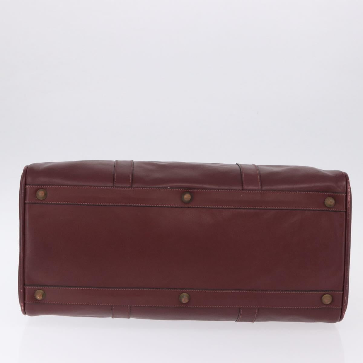 CARTIER Must Line Boston Bag Leather Bordeaux Gold Auth 196057