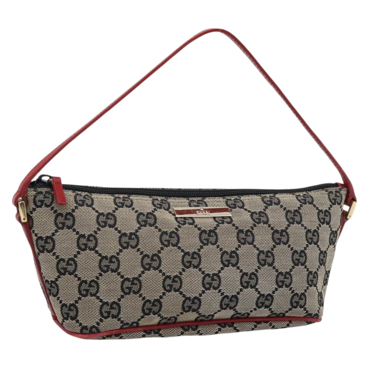 GUCCI GG Canvas Accessory Pouch Navy Gold 039 1103 Auth 196060A