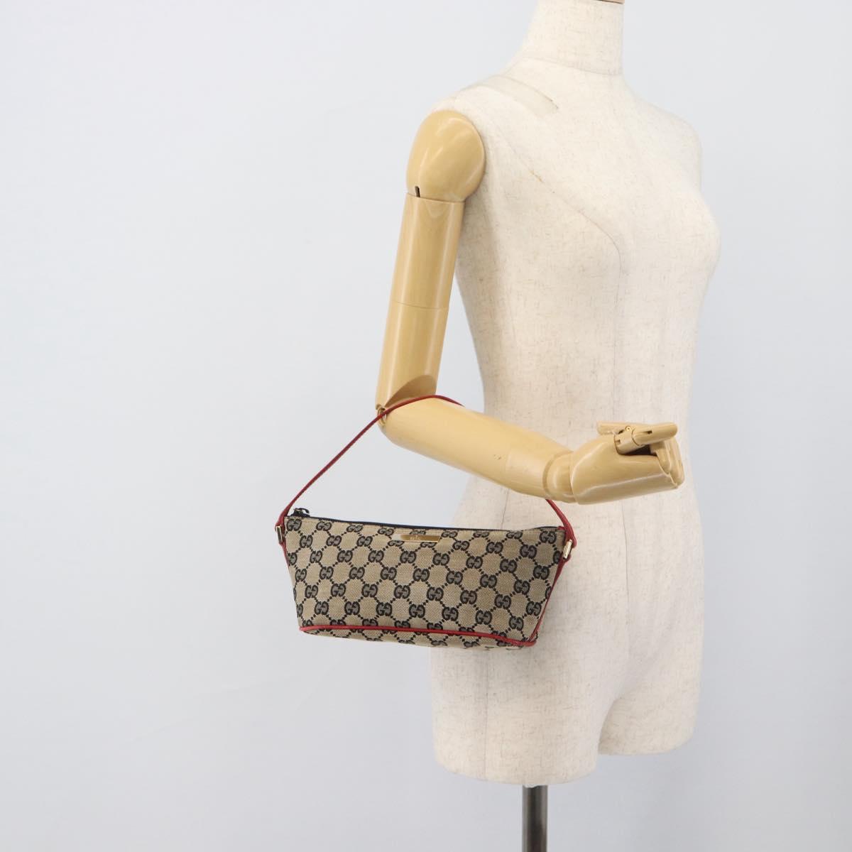 GUCCI GG Canvas Accessory Pouch Navy Gold 039 1103 Auth 196060A