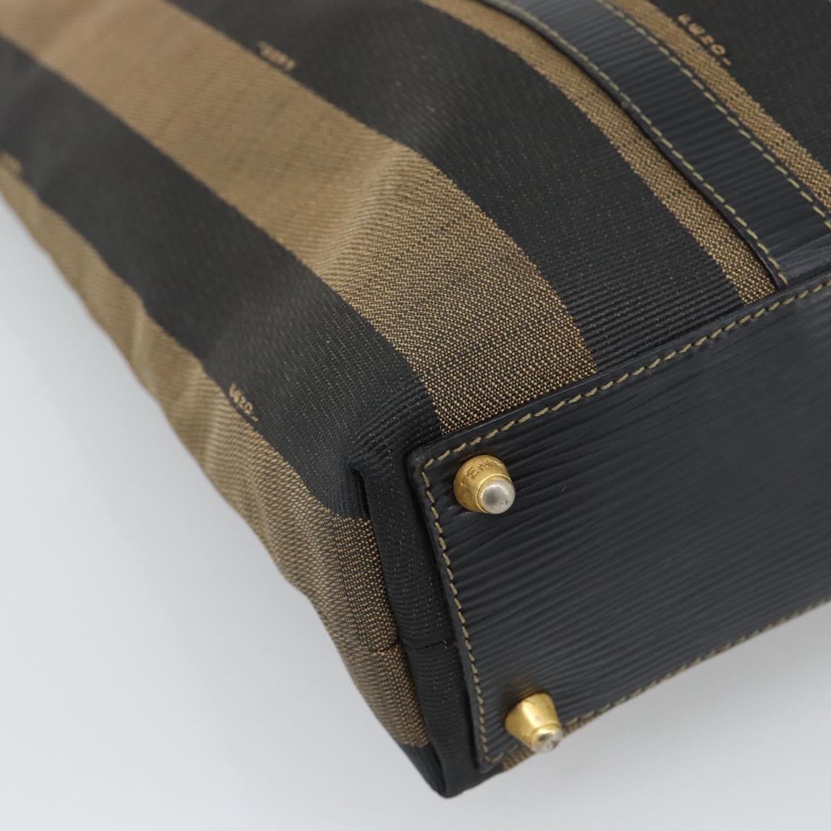 FENDI Pecan Canvas Hand Bag Black Brown Auth 196062A