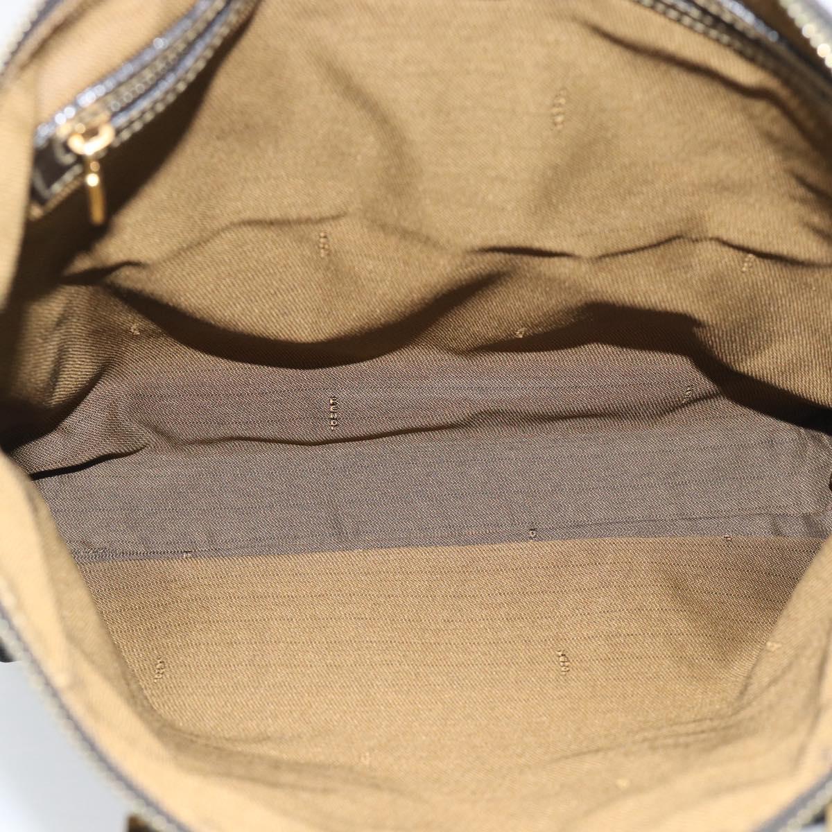 FENDI Pecan Canvas Hand Bag Black Brown Auth 196062A