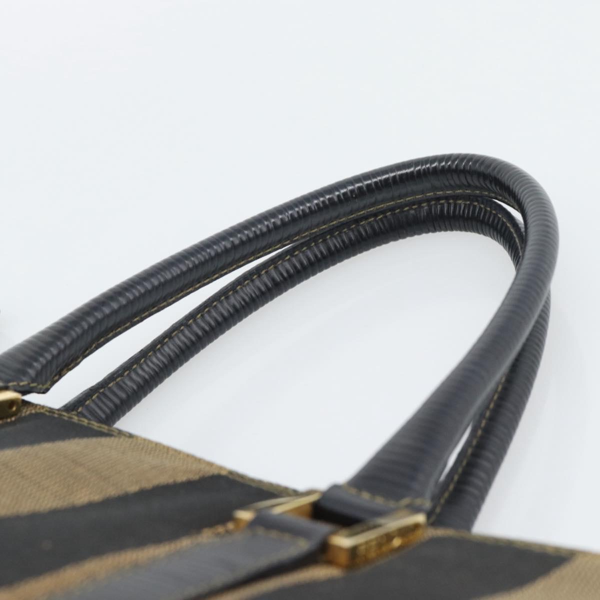 FENDI Pecan Canvas Hand Bag Black Brown Auth 196062A