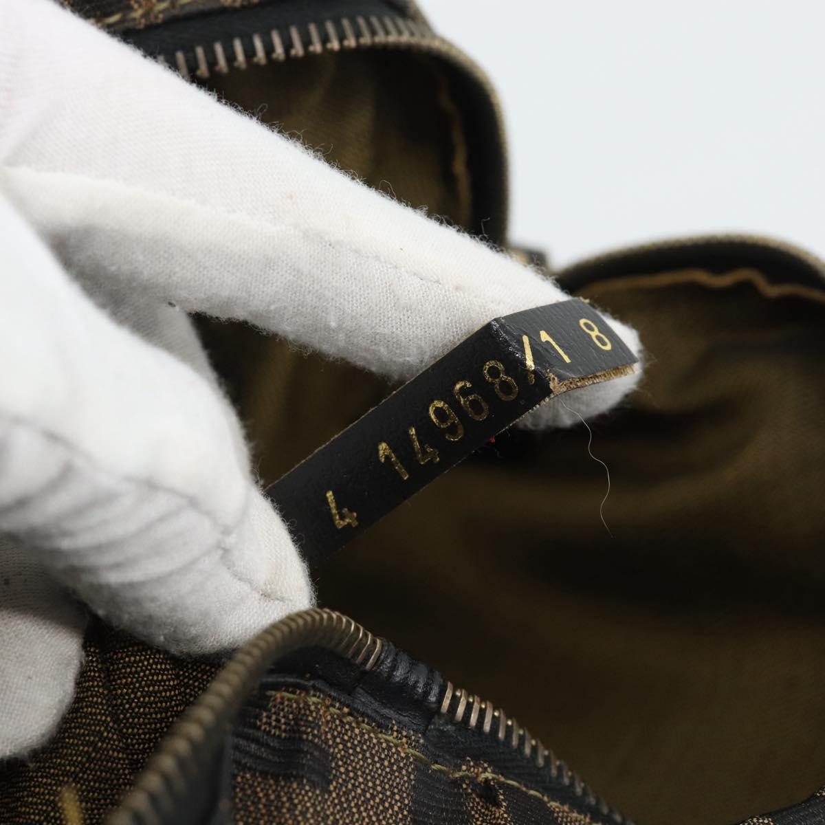 FENDI Zucca Canvas Hand Bag Brown Black Auth 196063