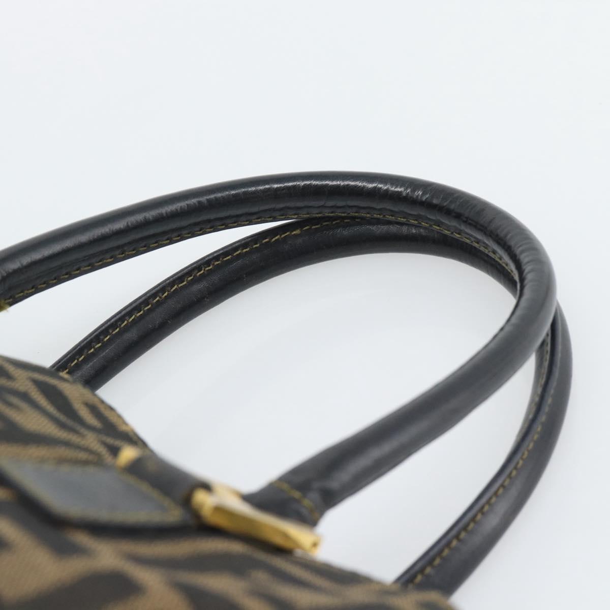 FENDI Zucca Canvas Hand Bag Brown Black Auth 196063