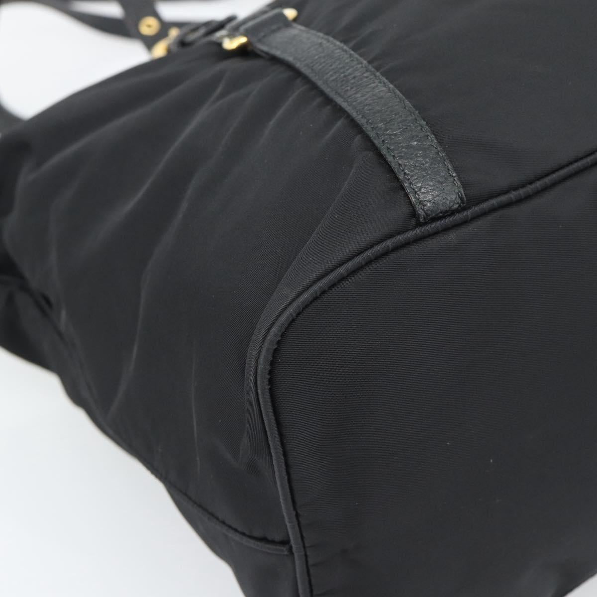 PRADA Tote Bag Nylon 2way Black Gold Auth 196064