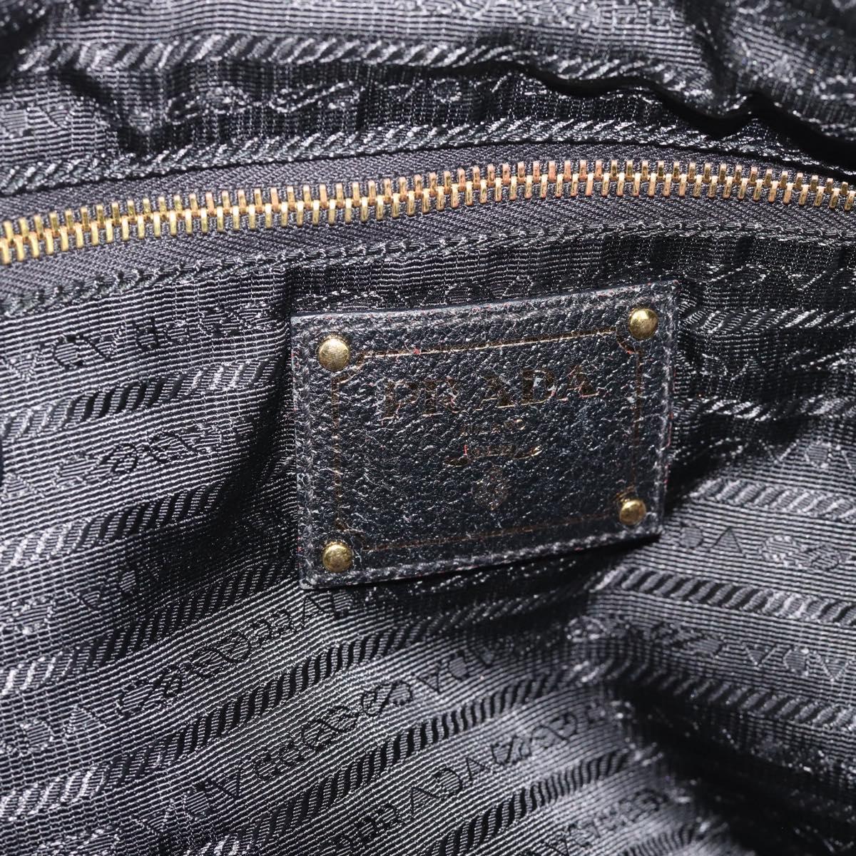 PRADA Tote Bag Nylon 2way Black Gold Auth 196064
