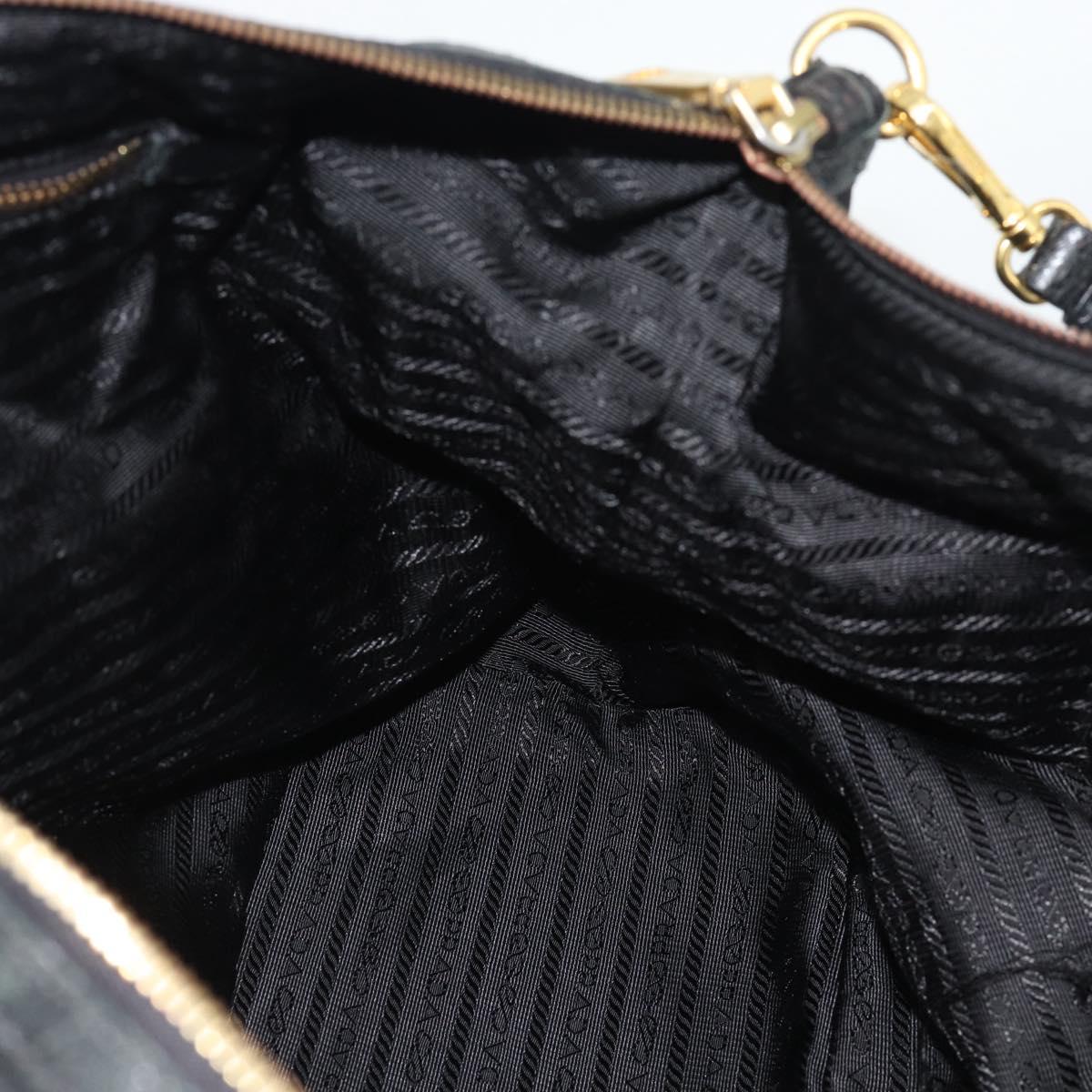 PRADA Tote Bag Nylon 2way Black Gold Auth 196064