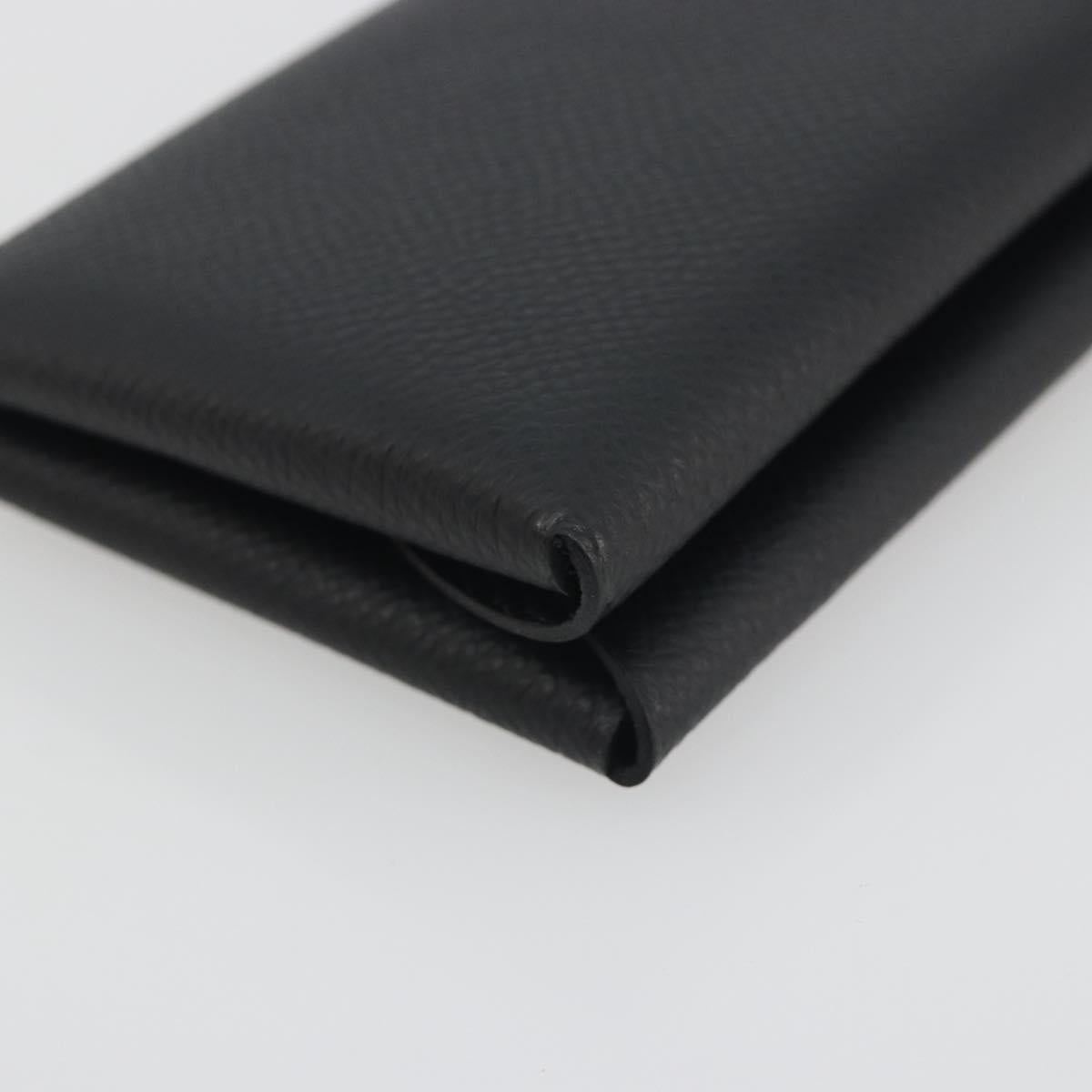 HERMES Calvi Duo Coin Purse Leather Black Silver Auth 196067V