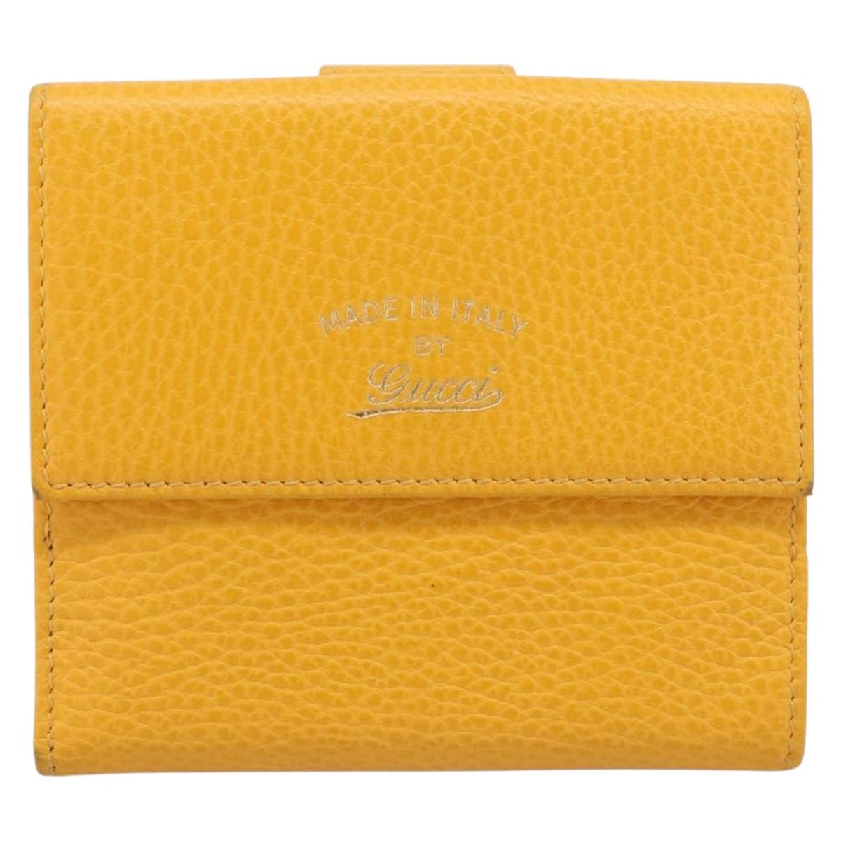 GUCCI Compact Wallet Leather Yellow Gold 368233 Auth 196070A