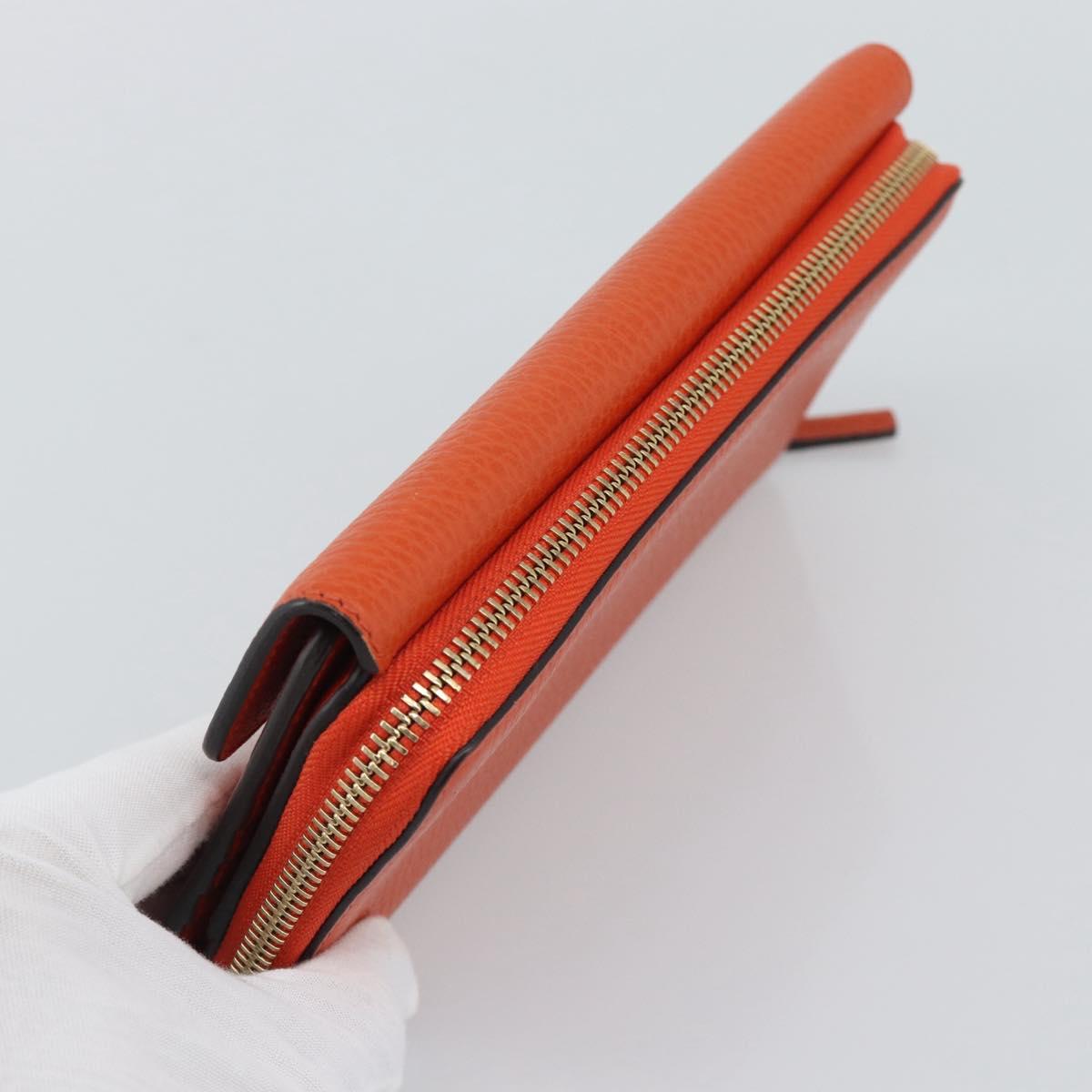 GUCCI Long Wallet Leather Outlet Orange 449397 Auth 196071A