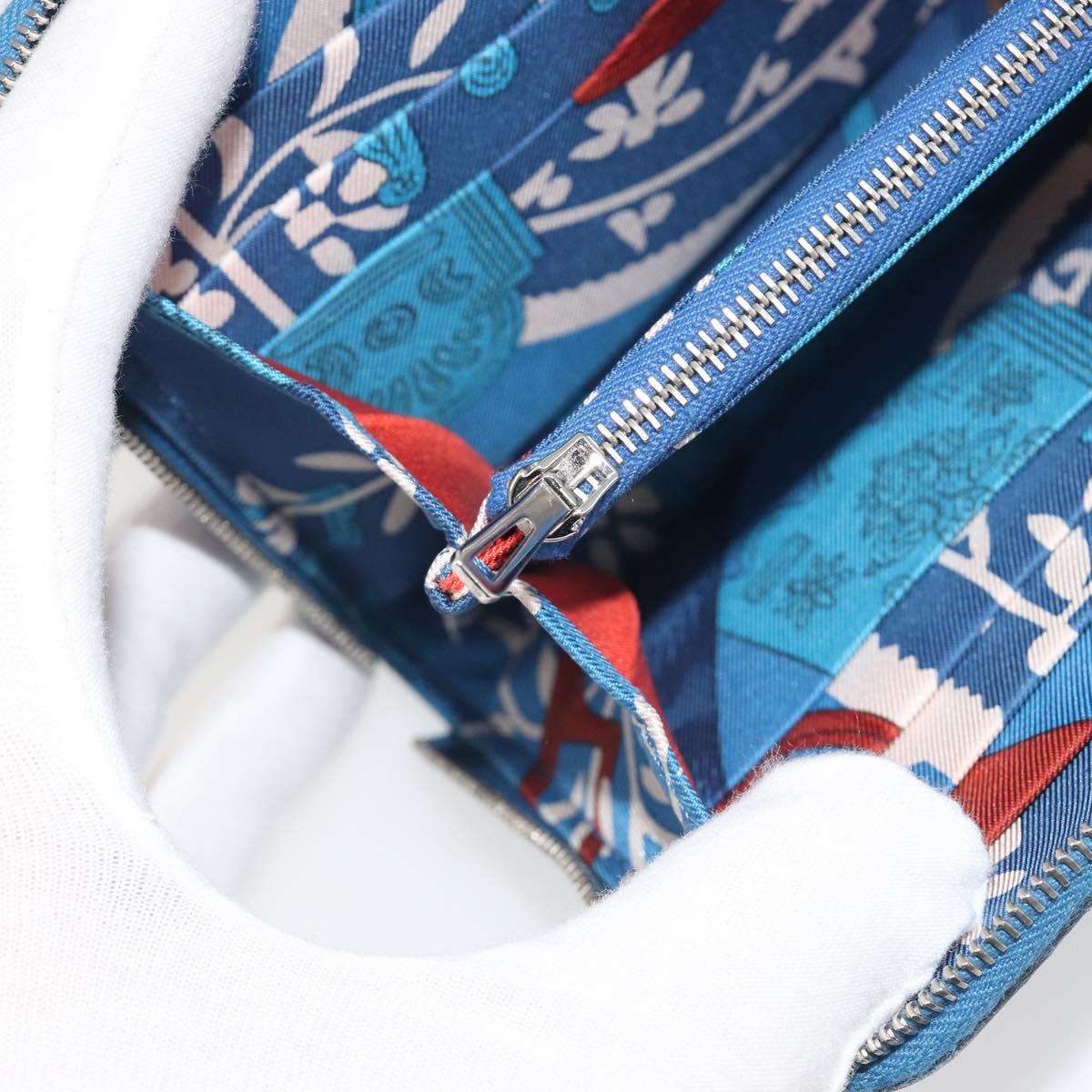 HERMES Azap Silk In Wallet Leather Blue Silver Auth 196072M