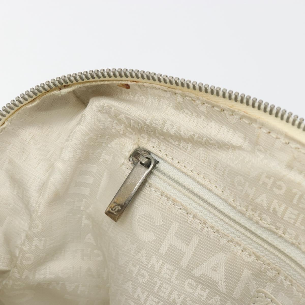 CHANEL Hand Bag Canvas Beige Silver CC Auth 196080