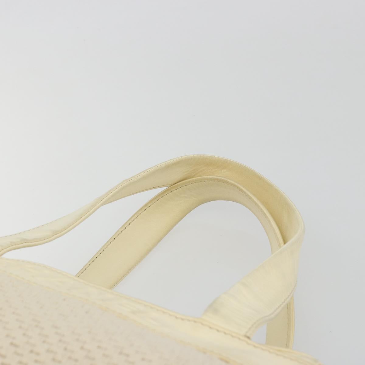 CHANEL Hand Bag Canvas Beige Silver CC Auth 196080