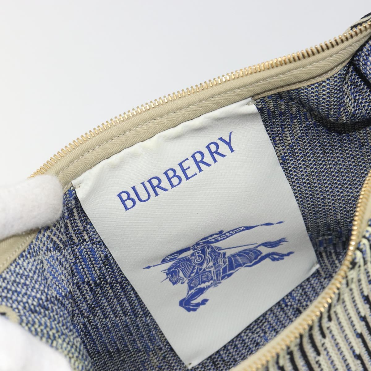 BURBERRY Mini Peg Duffel Bag Hand Bag Cotton Light Blue Gold Tone Auth 196081A
