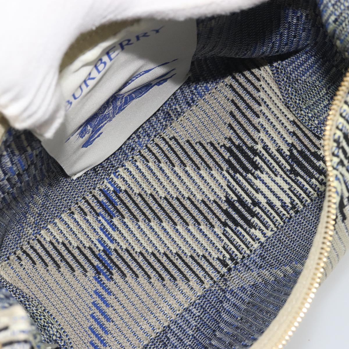 BURBERRY Mini Peg Duffel Bag Hand Bag Cotton Light Blue Gold Tone Auth 196081A