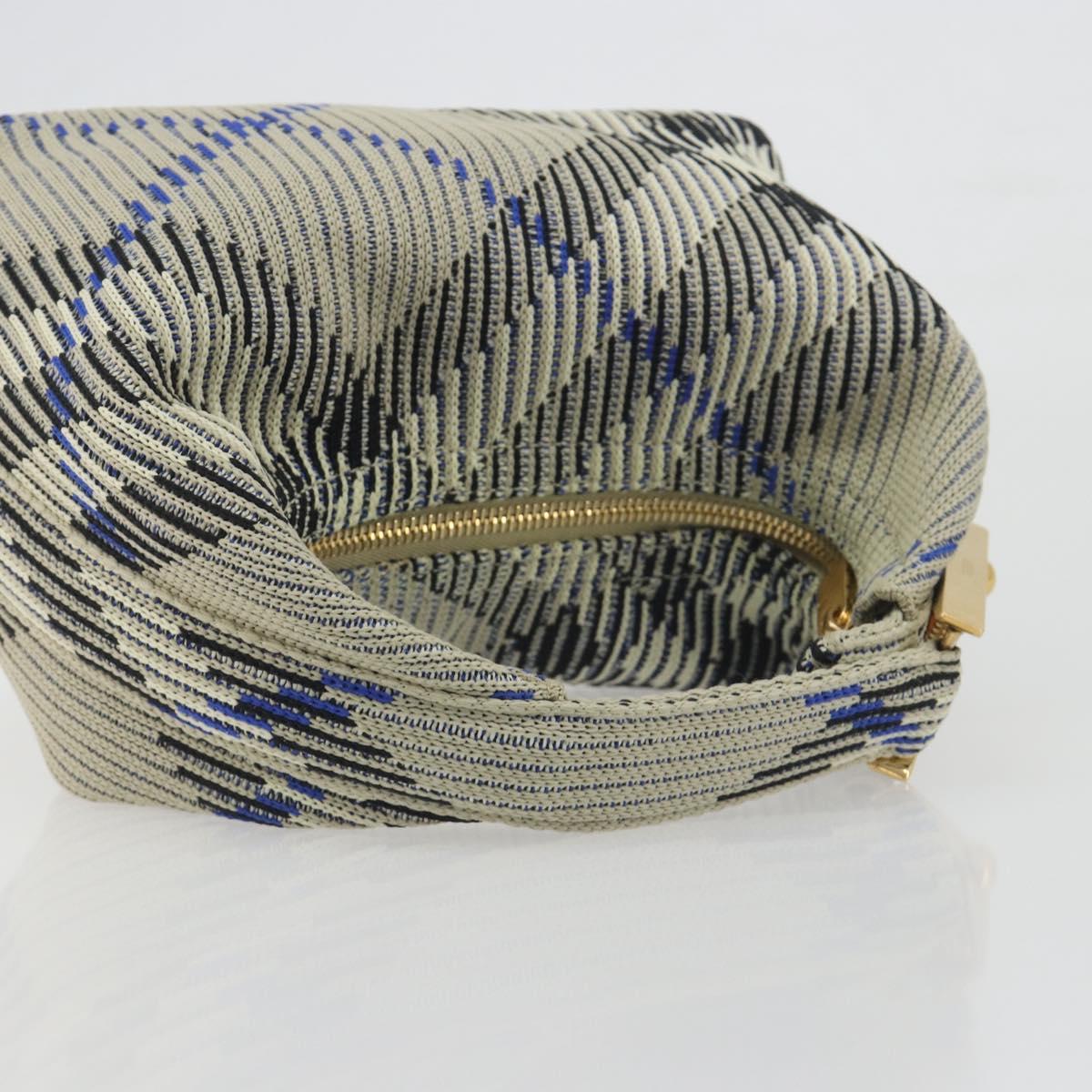BURBERRY Mini Peg Duffel Bag Hand Bag Cotton Light Blue Gold Tone Auth 196081A