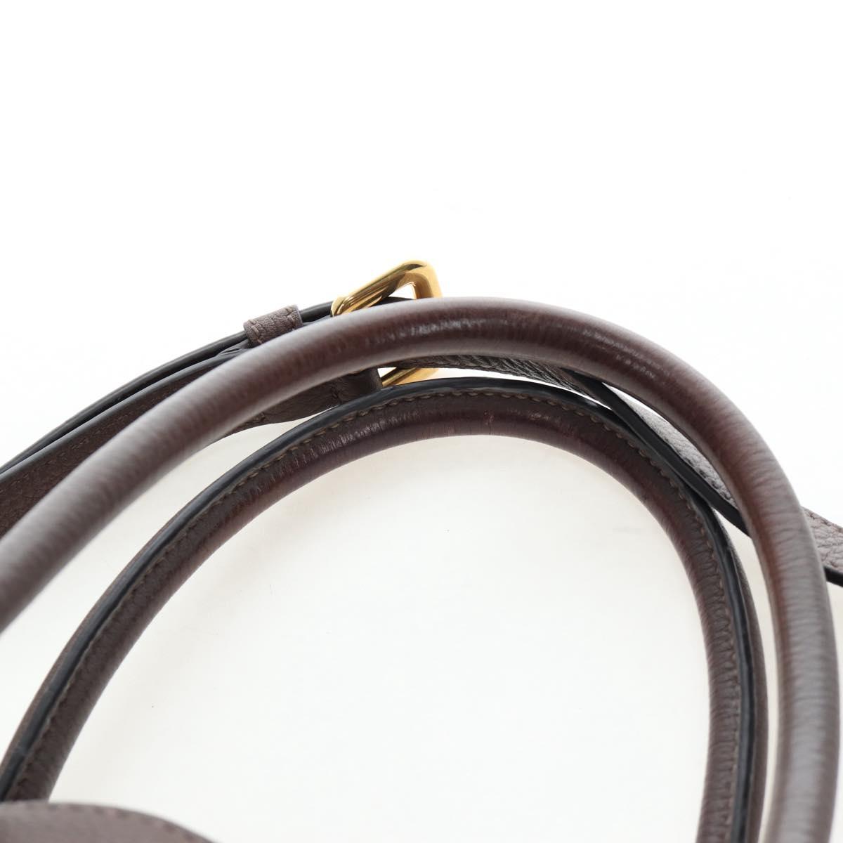 PRADA Hand Bag Vittero Dino Leather 2way Brown Gold Auth 196084V