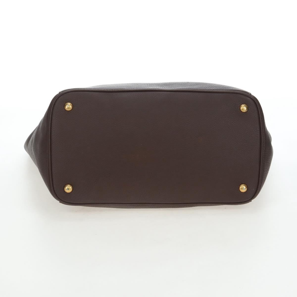 PRADA Hand Bag Vittero Dino Leather 2way Brown Gold Auth 196084V