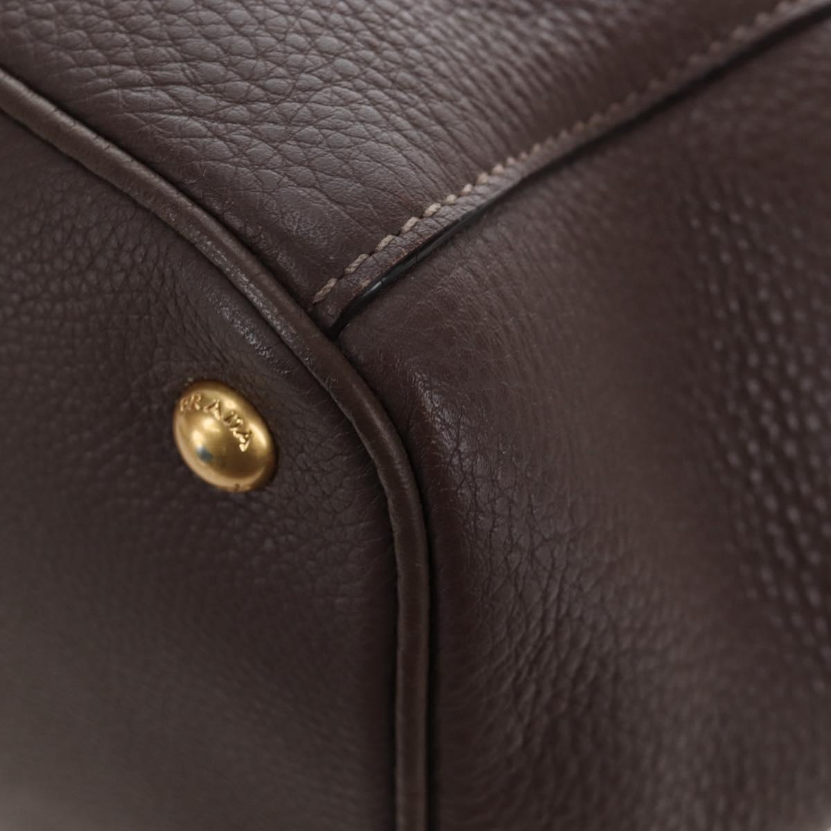PRADA Hand Bag Vittero Dino Leather 2way Brown Gold Auth 196084V