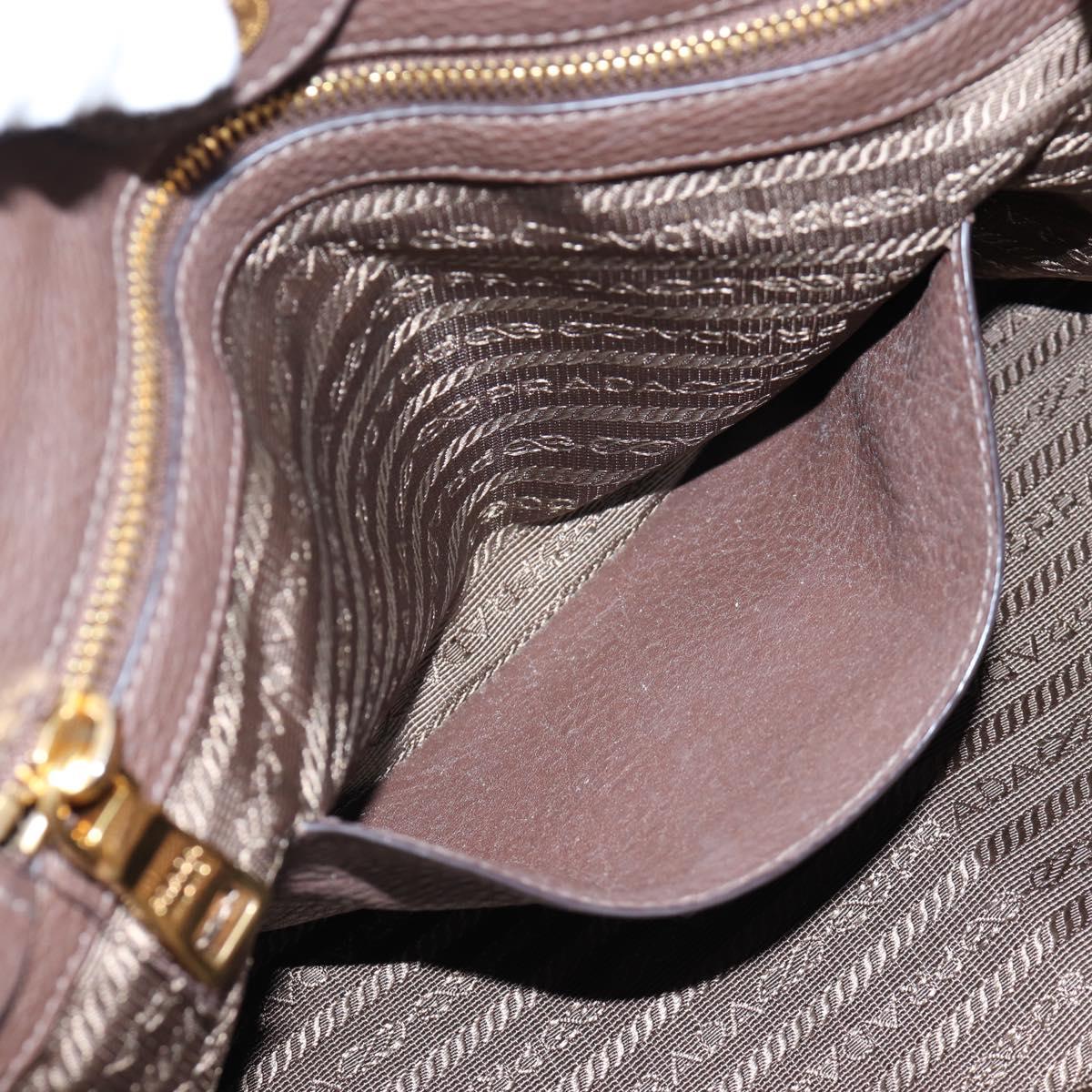 PRADA Hand Bag Vittero Dino Leather 2way Brown Gold Auth 196084V