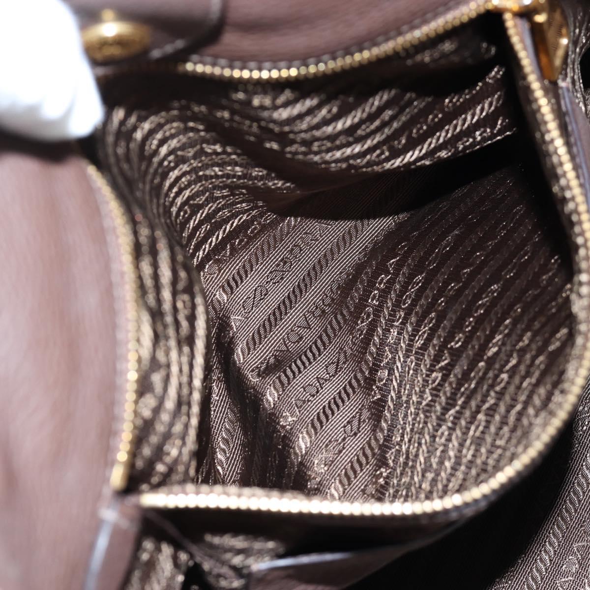 PRADA Hand Bag Vittero Dino Leather 2way Brown Gold Auth 196084V