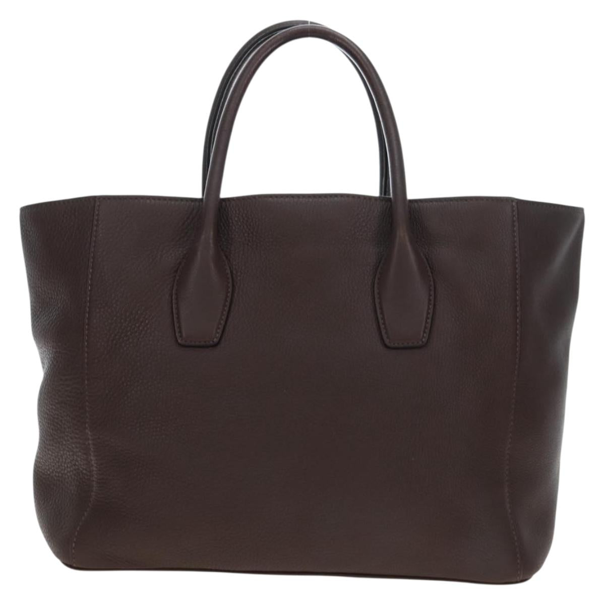 PRADA Hand Bag Vittero Dino Leather 2way Brown Gold Auth 196084V