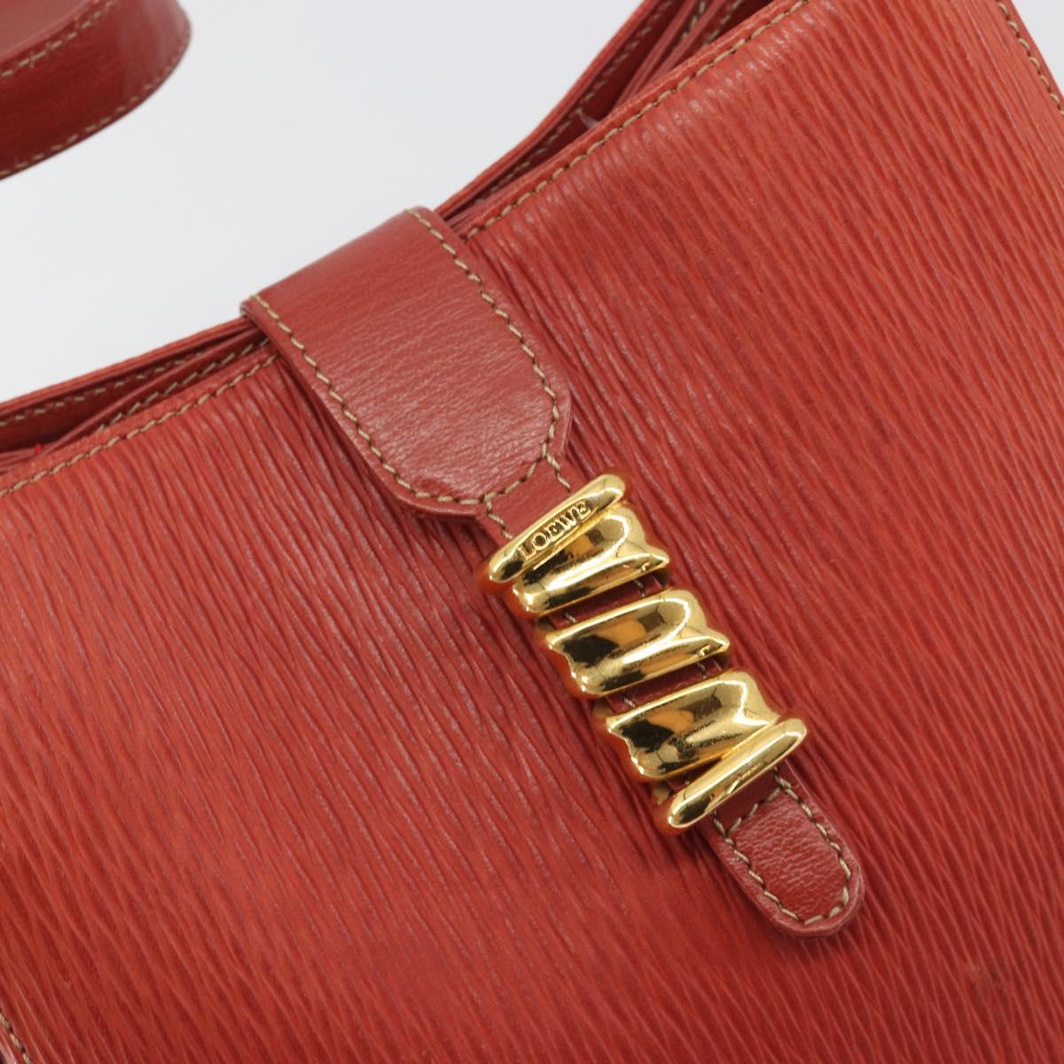 LOEWE Velazquez Shoulder Bag Leather Red Gold Tone Auth 196086