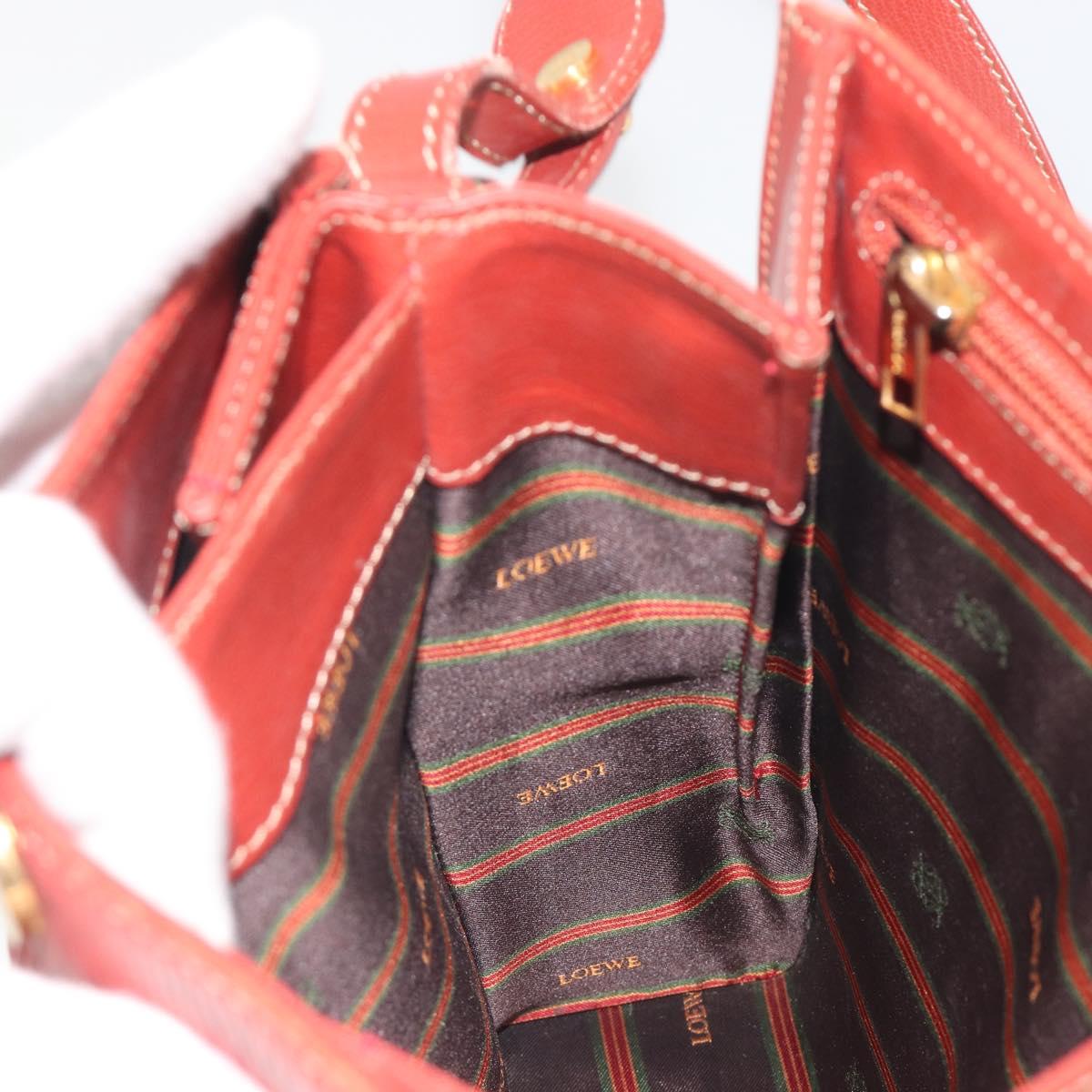 LOEWE Velazquez Shoulder Bag Leather Red Gold Tone Auth 196086