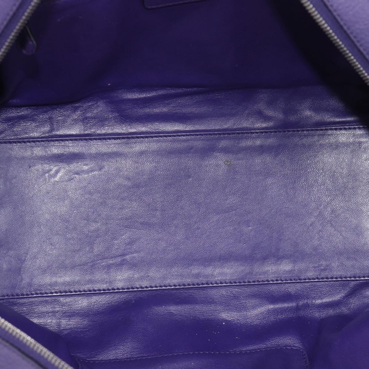 LOEWE Amazona 36 Hand Bag Leather Purple Silver Auth 196090