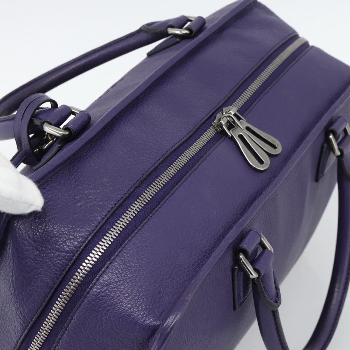 LOEWE Amazona 36 Hand Bag Leather Purple Silver Auth 196090