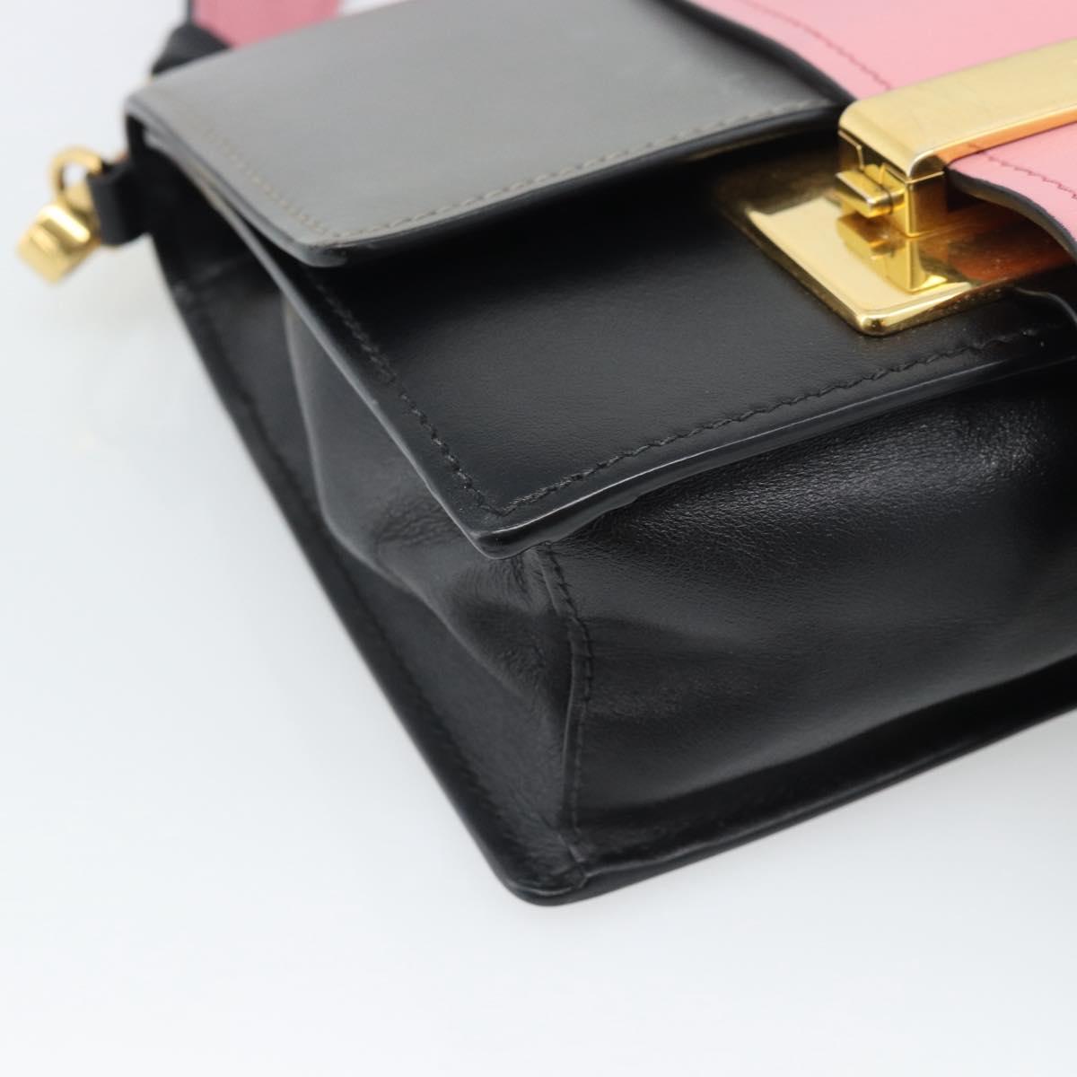 PRADA Shoulder Bag Leather Multicolor Gold Tone Auth 196091A
