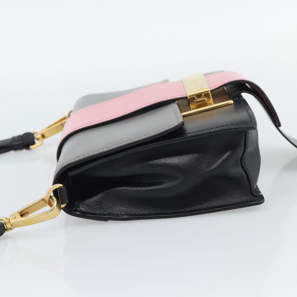 PRADA Shoulder Bag Leather Multicolor Gold Tone Auth 196091A