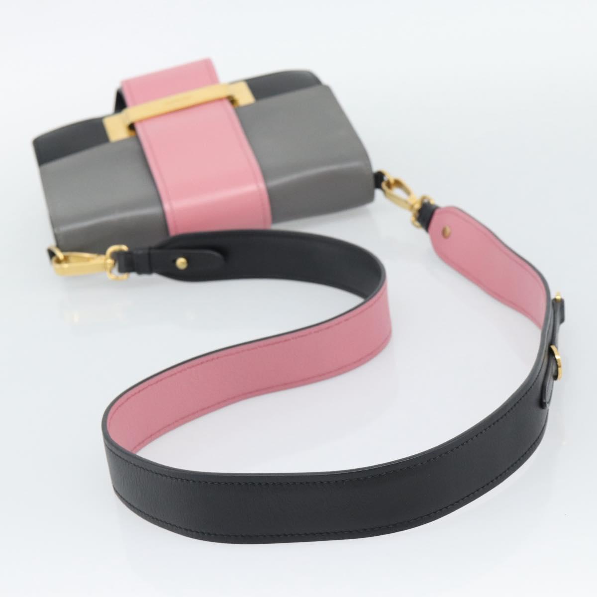 PRADA Shoulder Bag Leather Multicolor Gold Tone Auth 196091A