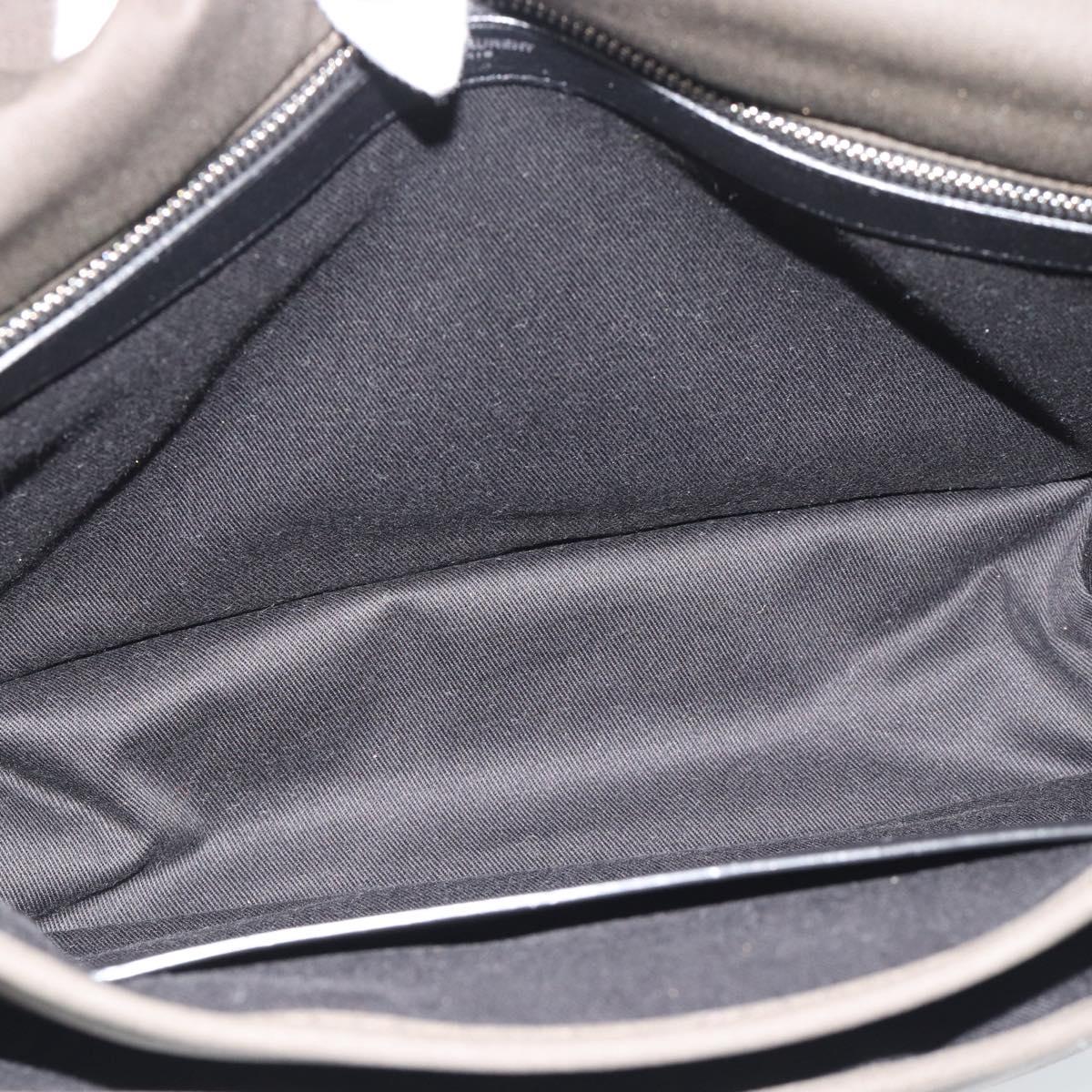 SAINT LAURENT Shoulder Bag Canvas Khaki Silver 757146 Auth 196092