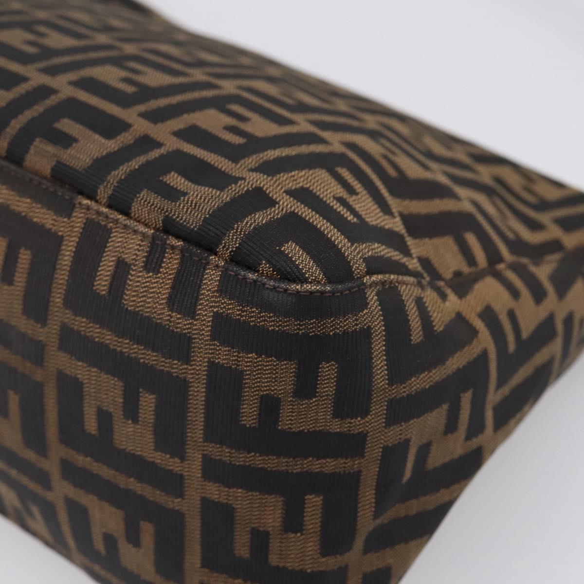 FENDI Zucca Canvas Mamma Baguette Shoulder Bag Brown Black Auth 196093V