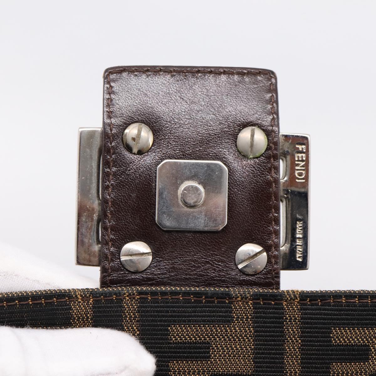 FENDI Zucca Canvas Mamma Baguette Shoulder Bag Brown Black Auth 196093V