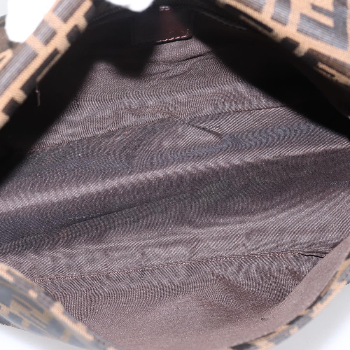 FENDI Zucca Canvas Mamma Baguette Shoulder Bag Brown Black Auth 196093V