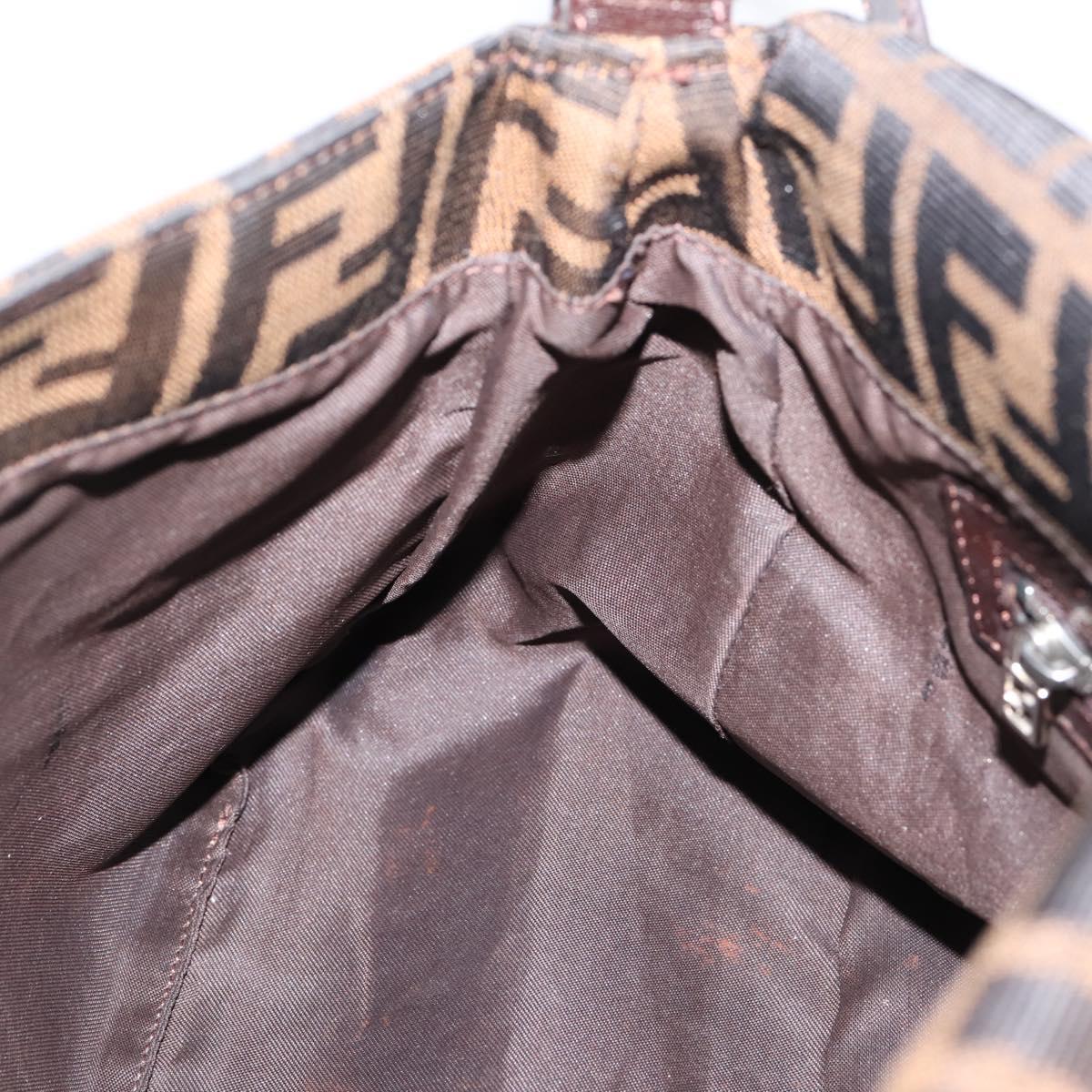 FENDI Zucca Canvas Mamma Baguette Shoulder Bag Brown Black Auth 196093V