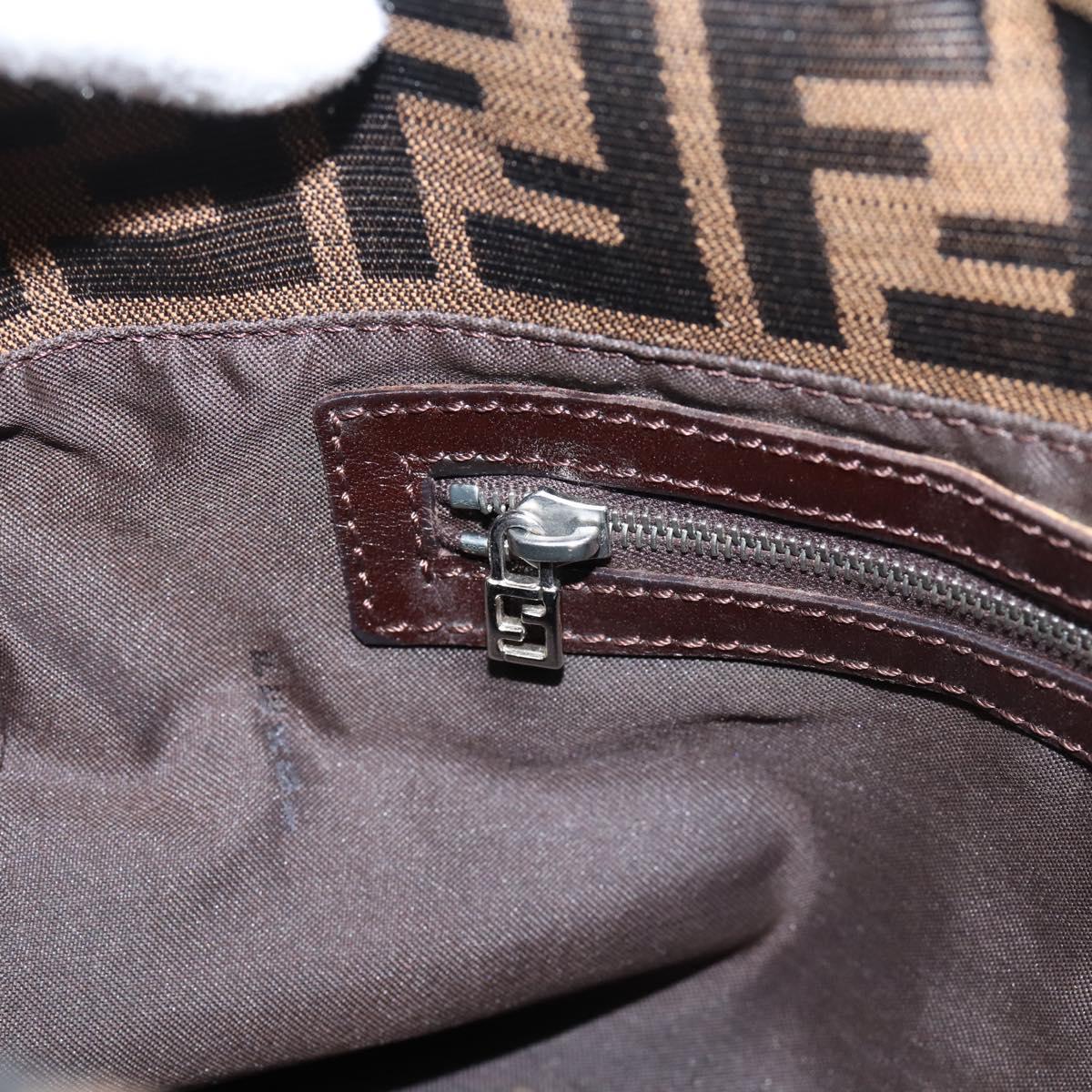 FENDI Zucca Canvas Mamma Baguette Shoulder Bag Brown Black Auth 196093V