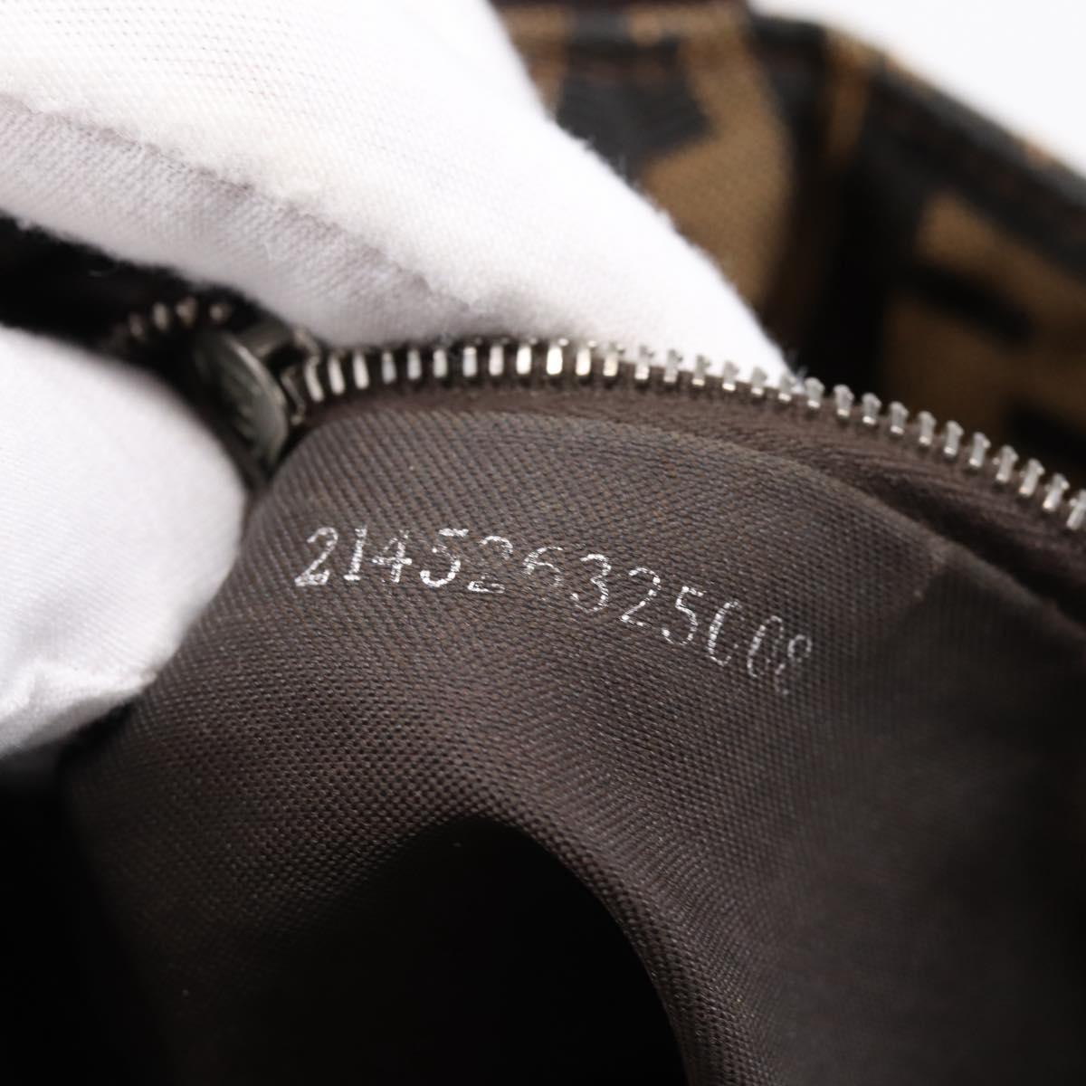 FENDI Zucca Canvas Mamma Baguette Shoulder Bag Brown Black Auth 196093V